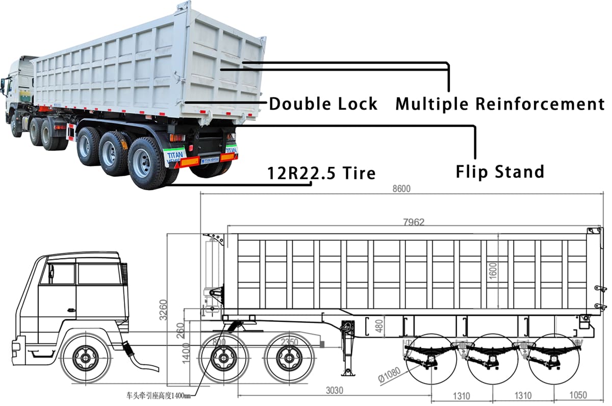 Rock Semi End Dump Trailer Capacity for Sale In Dominica