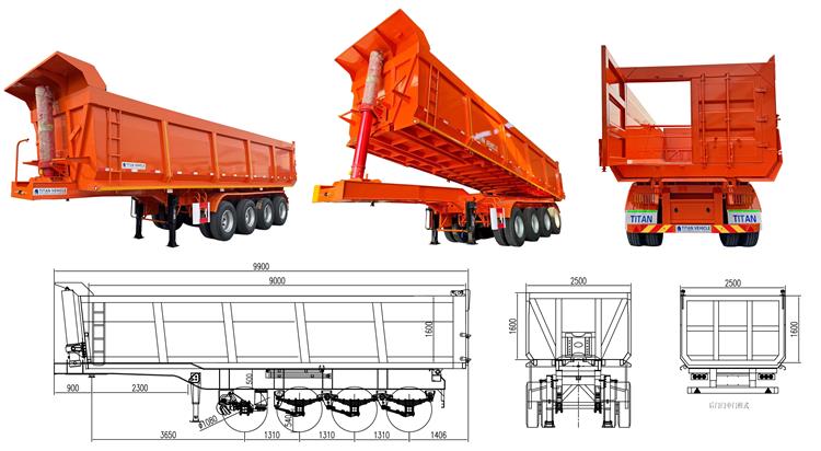 4 Axle 35 CBM Heavy Duty Dump Semi Trailer for Sale In Namibia